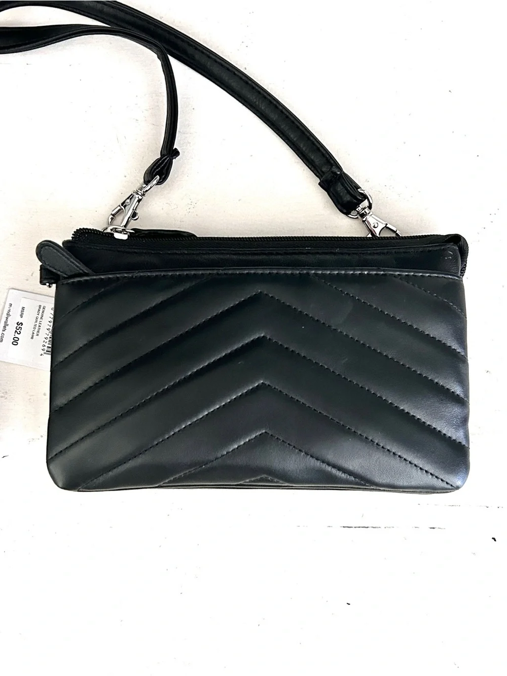 New MUNDI Quilted Chevron Crossbody Bag - Black